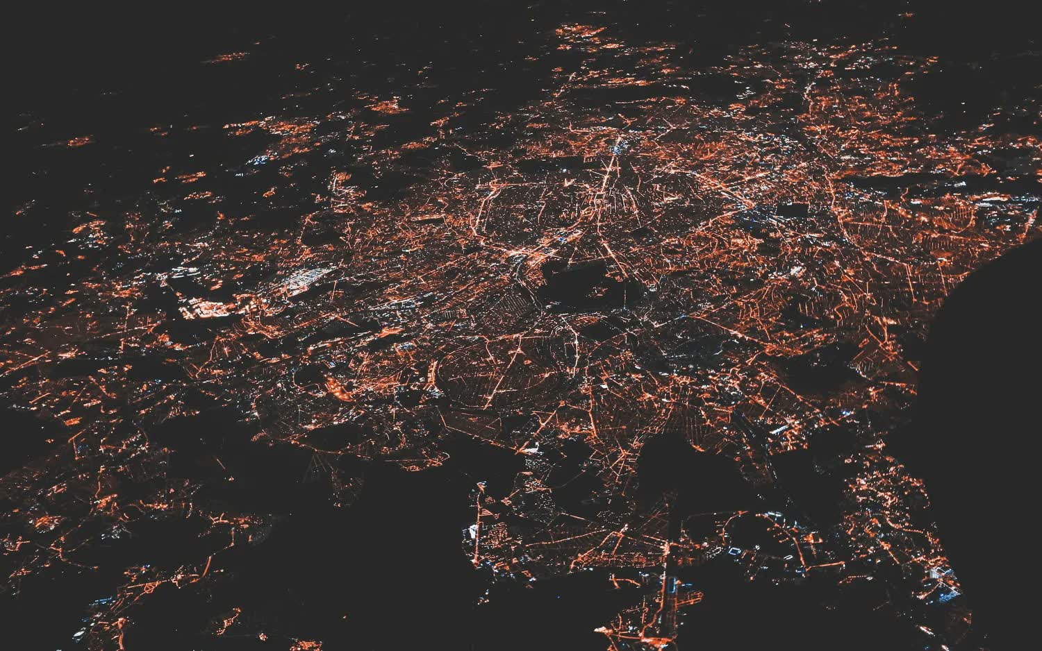 City lights seen from above at night